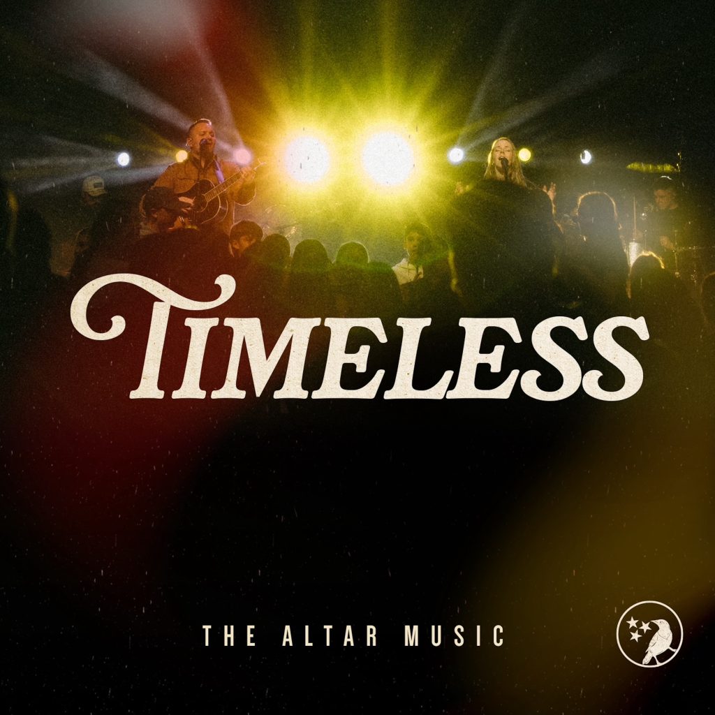 Album cover for Timeless by The Altar Music featuring two worship leaders, backlit, with a congregation of worshippers facing them